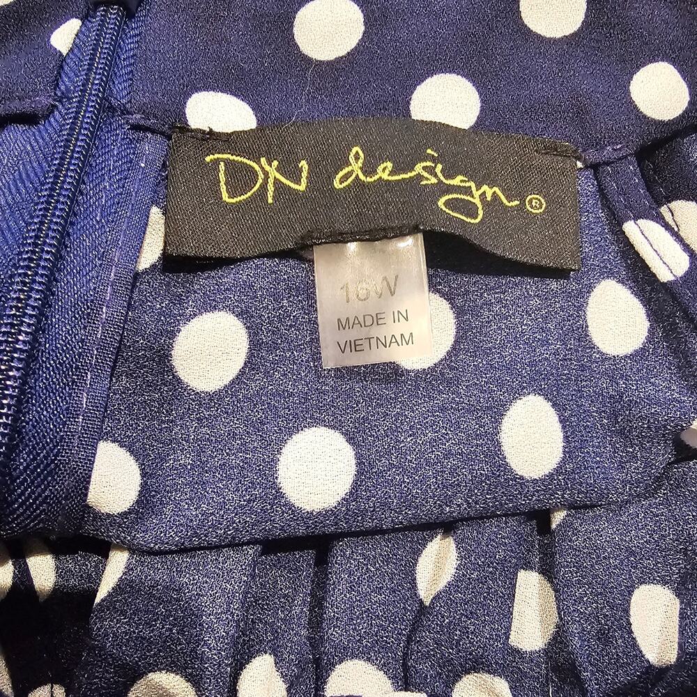 DN Designs NWT 16W Polka Dot Halter Midi Dress Plus Size Old Money Nautical - Picture 8 of 12